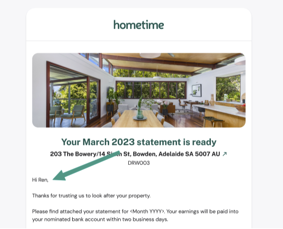 Homeowner name - email display